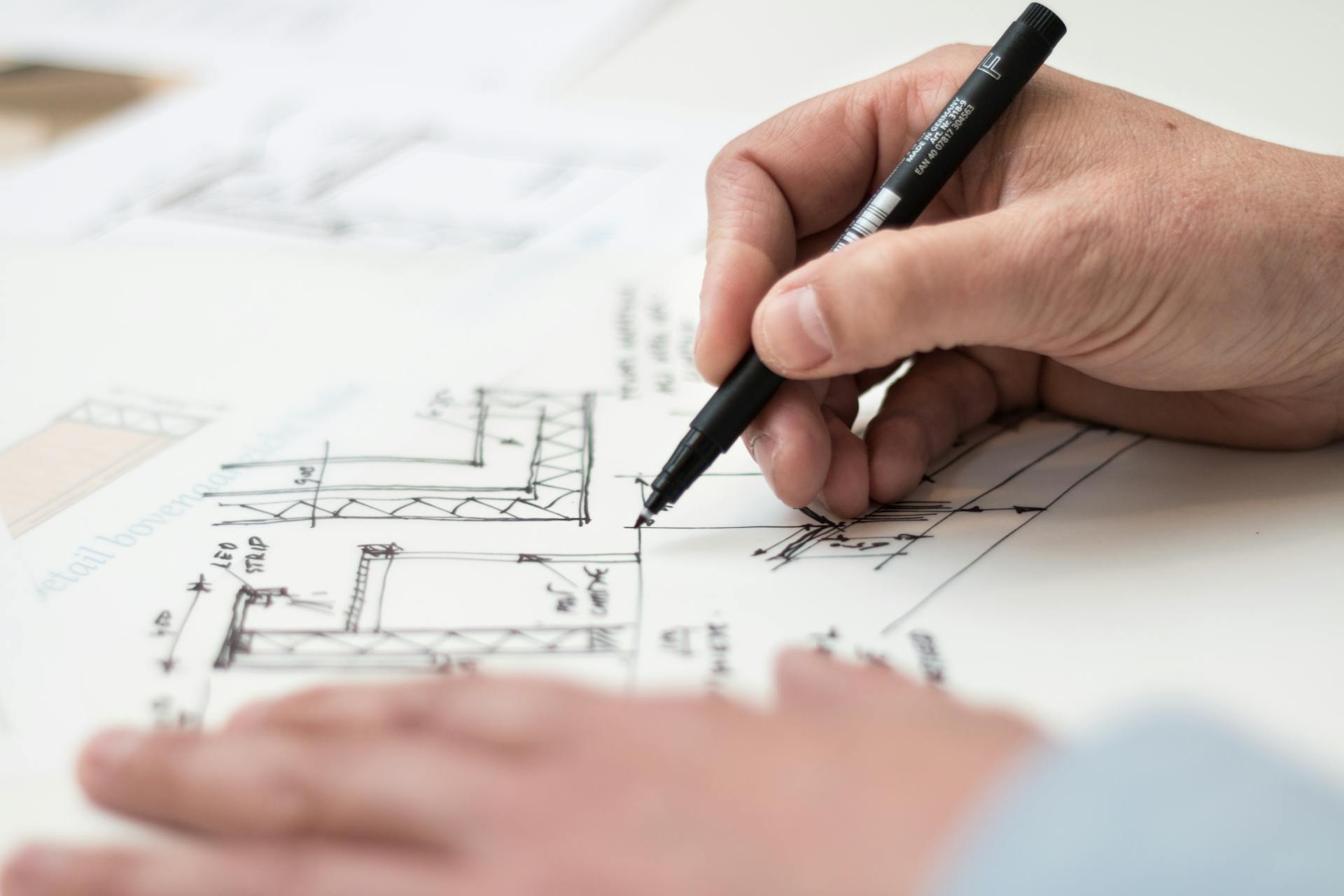 Architect reviewing residential building plans